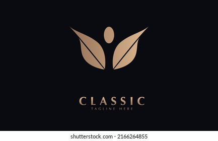 Leaf man abstract icon silhouette vector monogram logo template