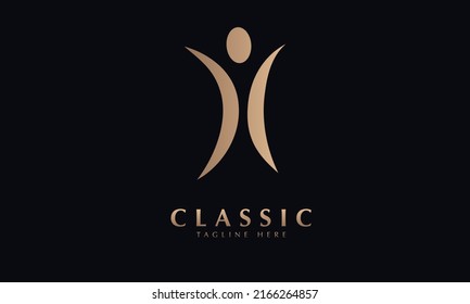 Leaf man abstract icon silhouette vector monogram logo template