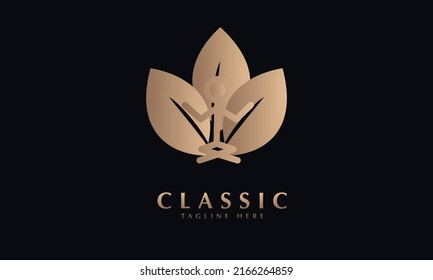 Leaf man abstract icon silhouette vector monogram logo template