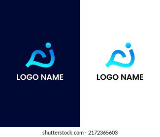 leaf with man modern logo design template