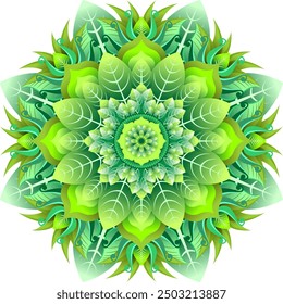 Leaf Mandala Green Neon Green Grass Green