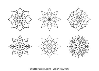 leaf mandala set floral vector illustration white background