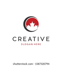 Leaf Maple Center Red Nature Business Logo