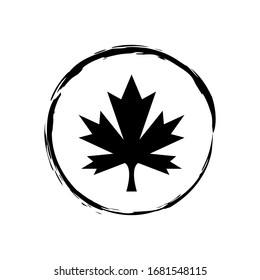Leaf Maple icon vector on circle template