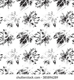 Leaf. Maple leaves. Black and white seamless pattern