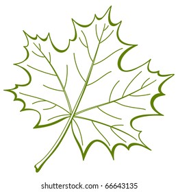 Hoja de arce, símbolo natural, vector monocromo, pictograma aislado
