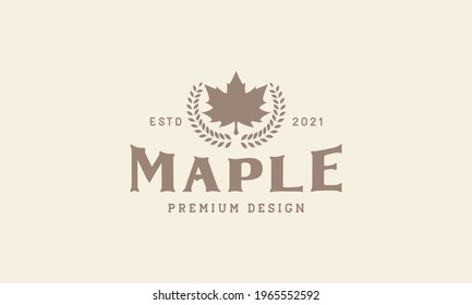leaf maple vintage style logo vector symbol icon design graphic illustration