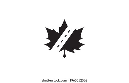 leaf maple with way road logo vector symbol icon design graphic illustration