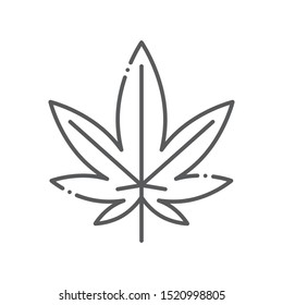 Leaf marijuana black line icon. Narcotic substance. Alternative to medicine product sign. Pictogram for web page, mobile app, promo. UI/UX/GUI design element. Editable stroke.