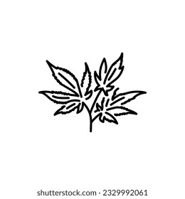 Leaf marijuana black line icon. Narcotic substance. Alternative to medicine product sign.