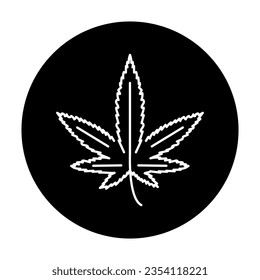 Leaf marijuana black line icon. Narcotic substance. Alternative to medicine product sign.
