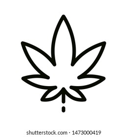 Leaf marijuana line black icon. Narcotic substance. Alternative to medicine product sign. Pictogram for web page, mobile app, promo. UI/UX/GUI design element. Editable stroke.
