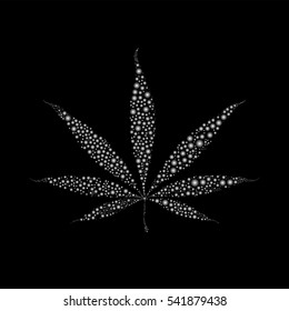 The leaf of marijuana. Vector silhouette of a hemp of points