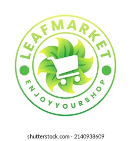 diseño del logotipo de gradiente de color en el mercado de hojas