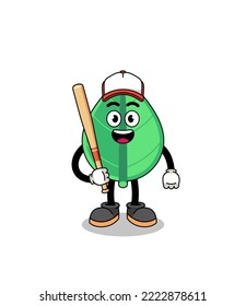 leaf mascot cartoon as a baseball player , character design