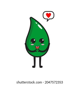 leaf mascot illustration with love