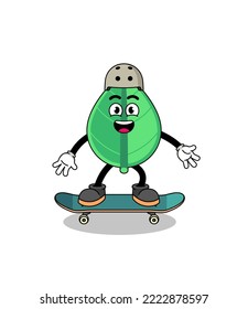 leaf mascot playing a skateboard , character design