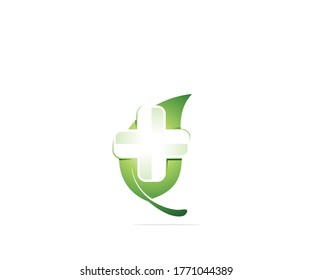 Leaf medical clinic logo design template