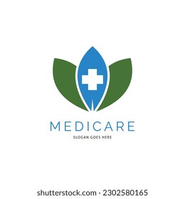 Leaf Medical, Hospital or Cross Plus Icon Vector Logo Template Illustration Design