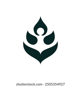 Una hoja para el logotipo de la meditación, simple y limpio