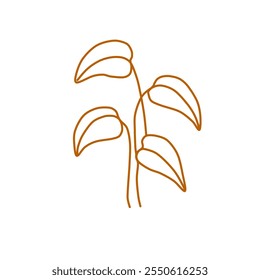 Leaf with minimal vector line art and hand drawing