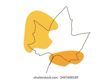 Leaf minimalist line art illustration, botanical outline pencil sketch leaf, clip art, hand drawn sketch, maple leaf line art vector design on white background