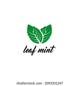 leaf mint logo template in white background