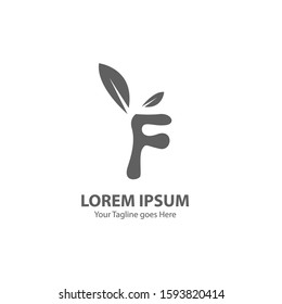 Leaf Modern Logo Letter F. Monochrome Color
