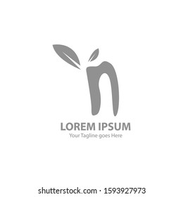 Leaf Modern Logo Letter N. Monochrome Color