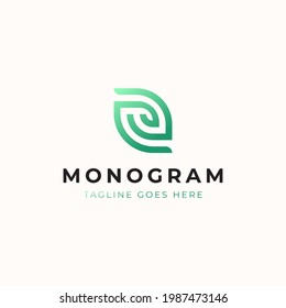 Leaf Monogram Concept Logo Template Vector Illustration