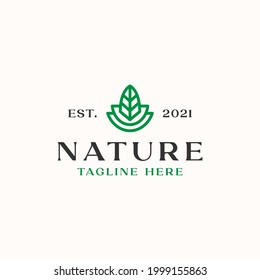 Leaf Monoline Logo Template Isolated in White Background