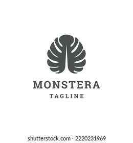 Leaf monstera logo icon design template flat vector illustration