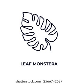 leaf monstera outline icon. Linear vector from nature concept. Thin line leaf monstera icon isolated on white background