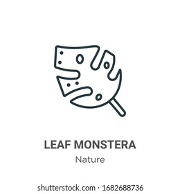 Leaf monstera outline vector icon. Thin line black leaf monstera icon, flat vector simple element illustration from editable nature concept isolated stroke on white background