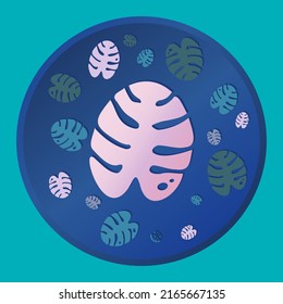 Leaf of a Monstera tropical tree vector flat illustration.