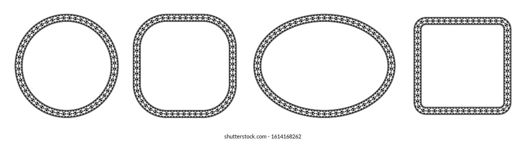 leaf motif frames, natural plant theme borders, delimiter for text or banner with isolated white background.