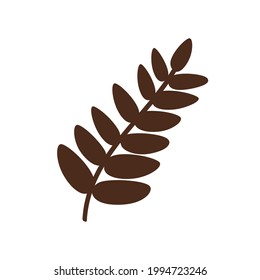 Leaf of a mountain ash isolated on a white background. A fallen Rowan leaf. Flat vector illustration . Vector illustration