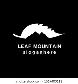 leaf mountain logo design vector