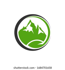 Leaf Mountain logo designs concept vector, Nature Mountain logo template,