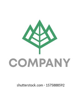 leaf mountain logo vector sign template design