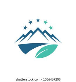 Leaf Mountain Star Logo Symbol