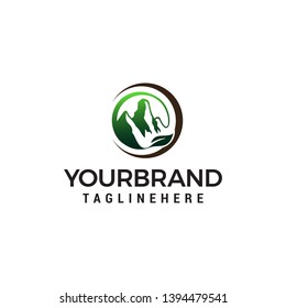 leaf mountains logo design concept template vector