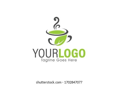 leaf mug for natural drink logo template