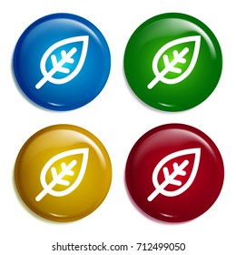 Leaf multi color gradient glossy badge icon set. Realistic shiny badge icon or logo mockup