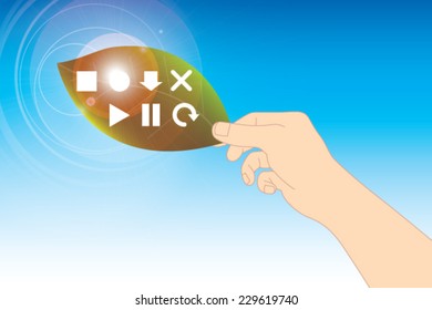 Leaf with music icon vector