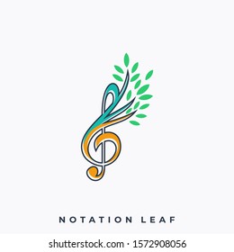 Leaf Music Illustration Vector Template. Suitable for Creative Industry, Multimedia, entertainment, Educations, Shop, and any related business