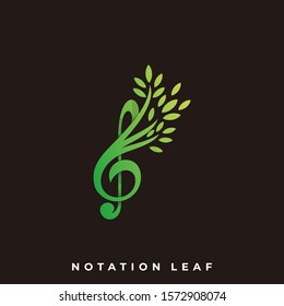 Leaf Music Illustration Vector Template. Suitable for Creative Industry, Multimedia, entertainment, Educations, Shop, and any related business
