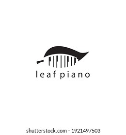 diseño de piano con logotipo de música de la hoja
