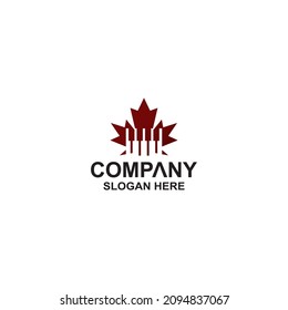 Leaf music logo vector illustration piano design premium