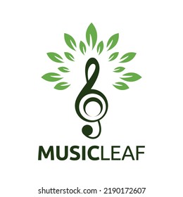 Leaf music note for logo template, icon and identity vector design